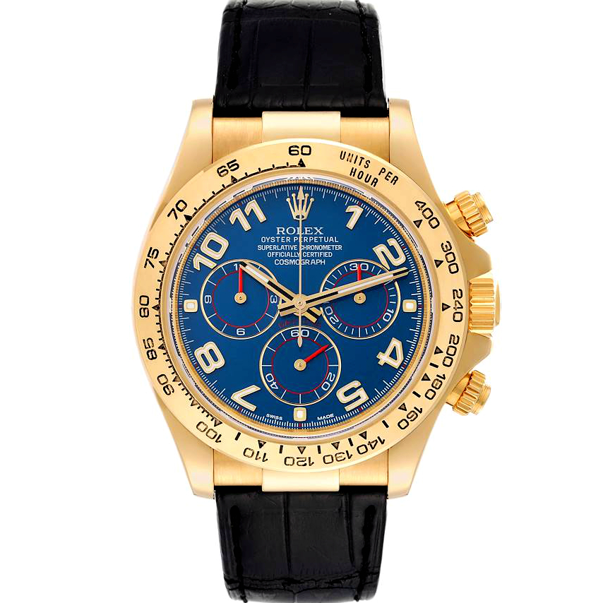 Rolex Daytona Yellow Gold Blue Dial Mens Watch 116518