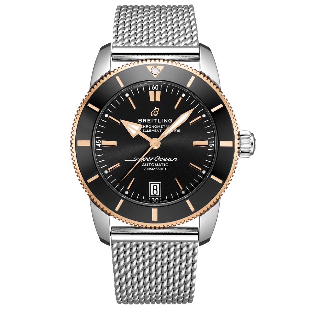 Breitling Superocean Heritage B20 42mm Black Dial 18ct Red Gold Steel Automatic Gents Watch UB2010121B1A1