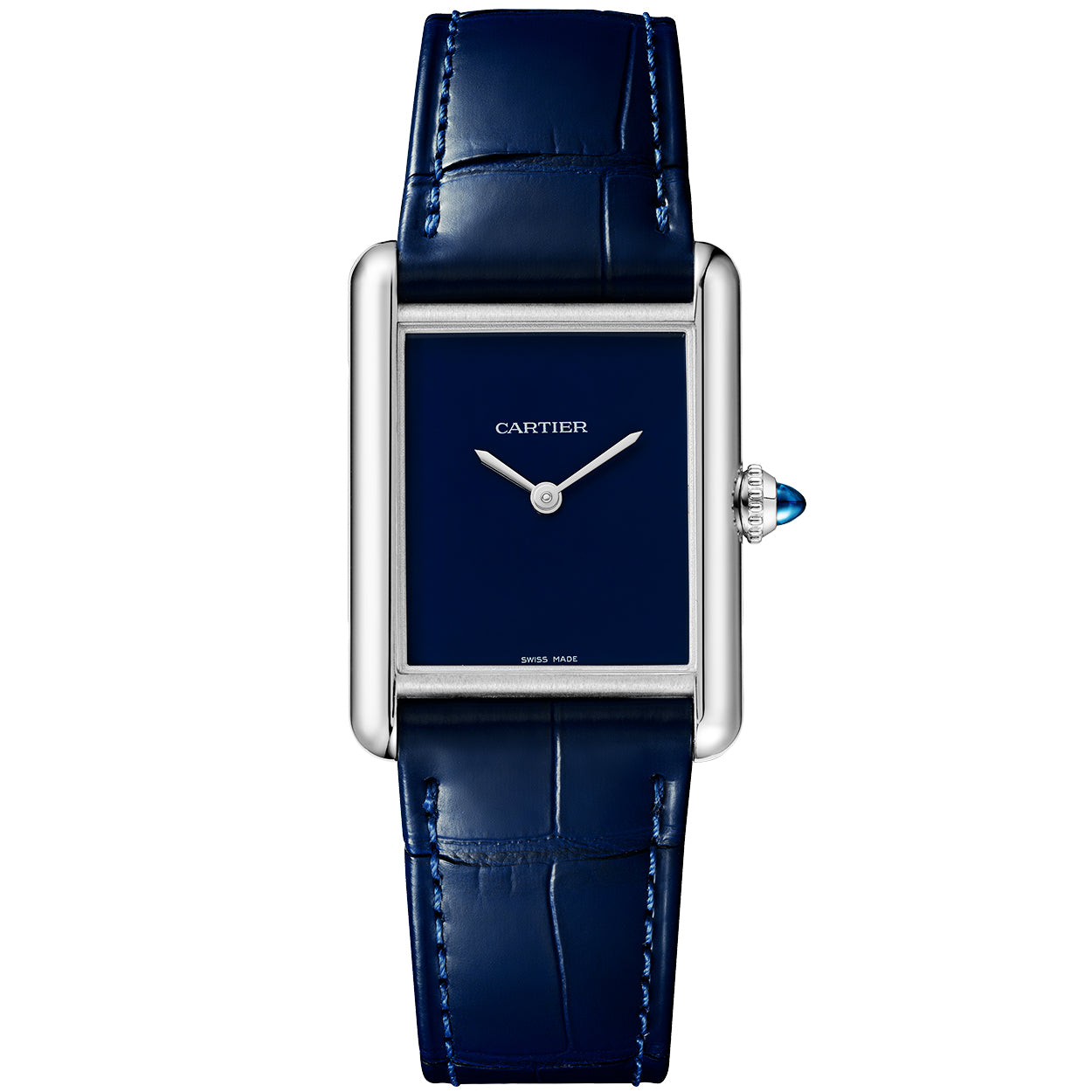 Cartier Tank Must Blue Dial Leather Strap Watch
