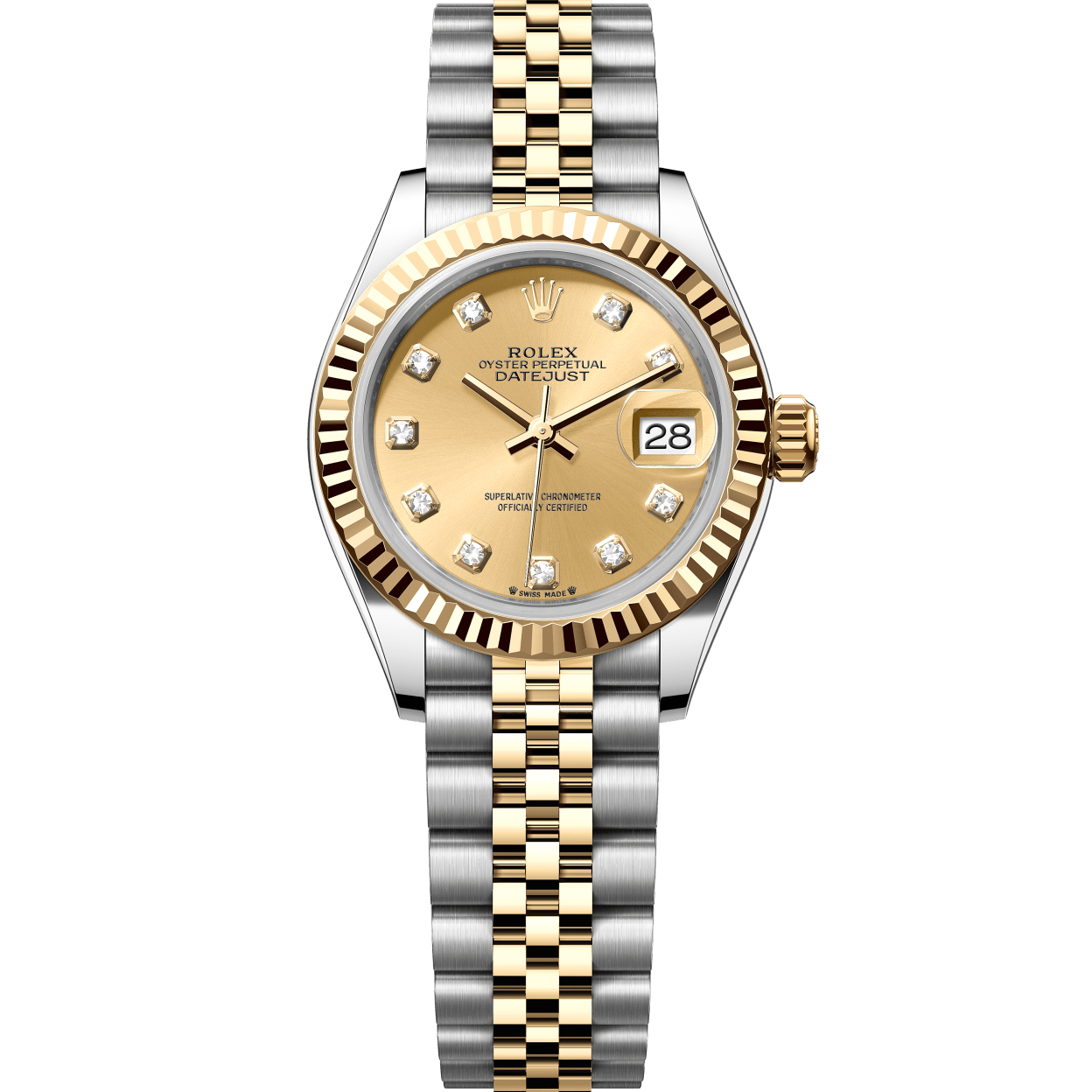 Rolex 279173 Datejust 28mm Gold Diamond Dial Watch