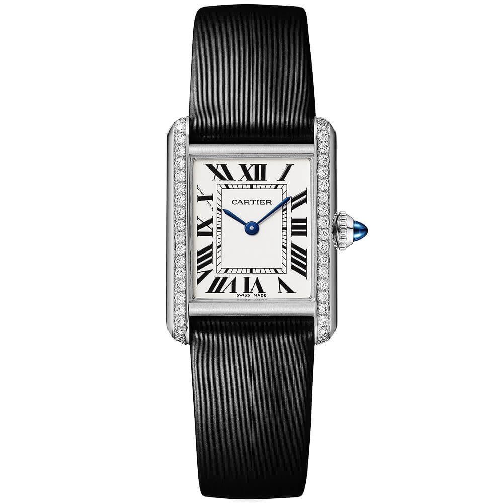 Cartier Tank Must Small Diamond Set Leather Strap Watch