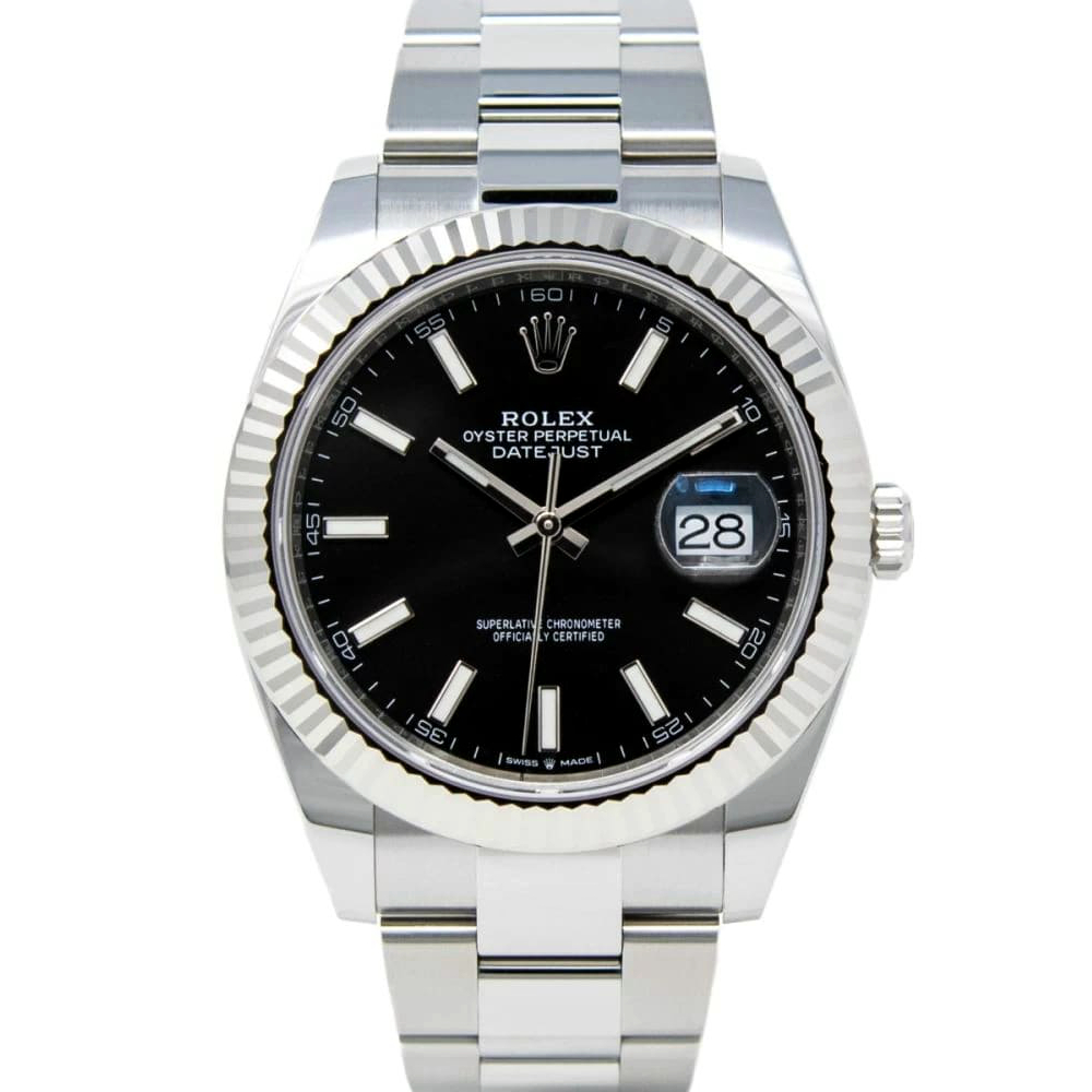 Rolex 126334 Datejust 41 Black Baton Oyster Bracelet Watch