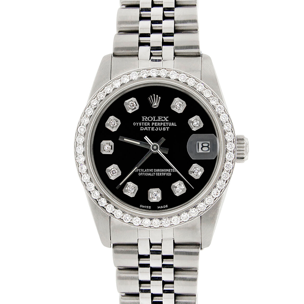 Rolex Lady Datejust Steel 26mm Black Diamond Dial 179384 Watch