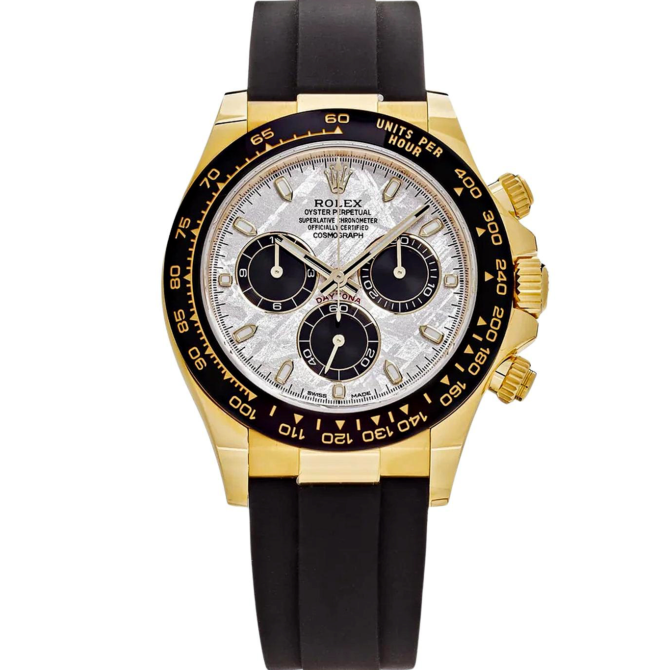 Rolex Cosmograph Daytona 116518LN Meteorite Dial Yellow Gold Oysterflex 40mm Watch