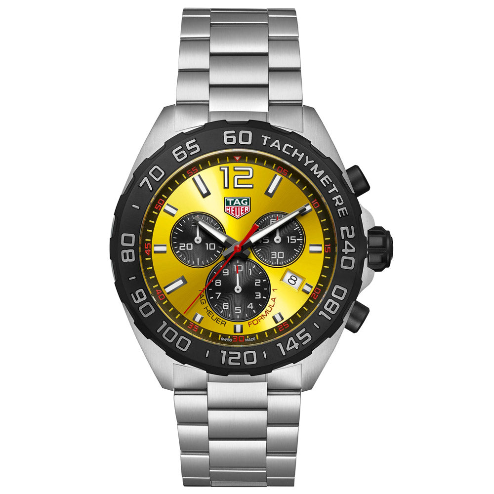 TAG Heuer Formula 1 43mm Yellow Dial Quartz Chronograph Gents Watch CAZ101AM BA0842
