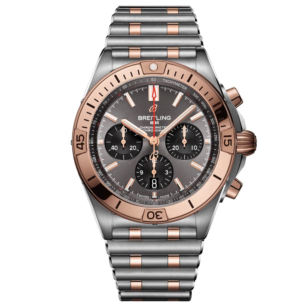 Breitling Chronomat B01 42mm Anthracite Dial Steel 18ct Rose Gold Automatic Gents Watch UB0134101B1U1