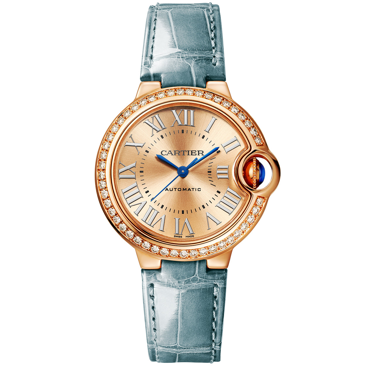 Ballon Bleu de Cartier 33mm 18ct Rose Gold Dial Diamond Set Watch