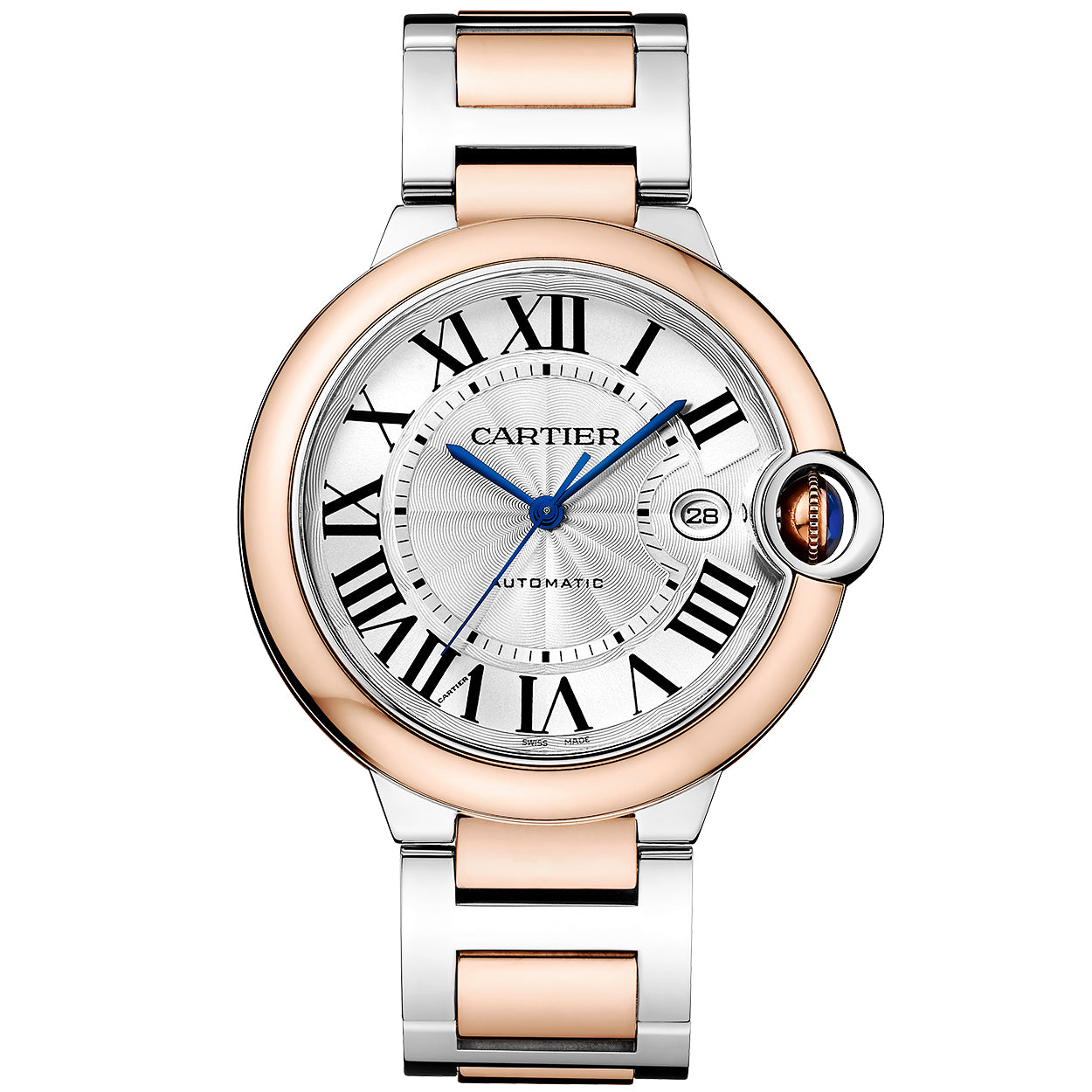 Cartier Ballon Bleu 42mm Two Tone Silver Dial Men's Automatic Bracelet Watch