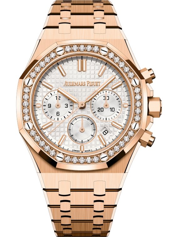 Audemars Piguet Royal Oak Chronograph Selfwinding Chronograph 38mm White Dial Diamond Bezel
